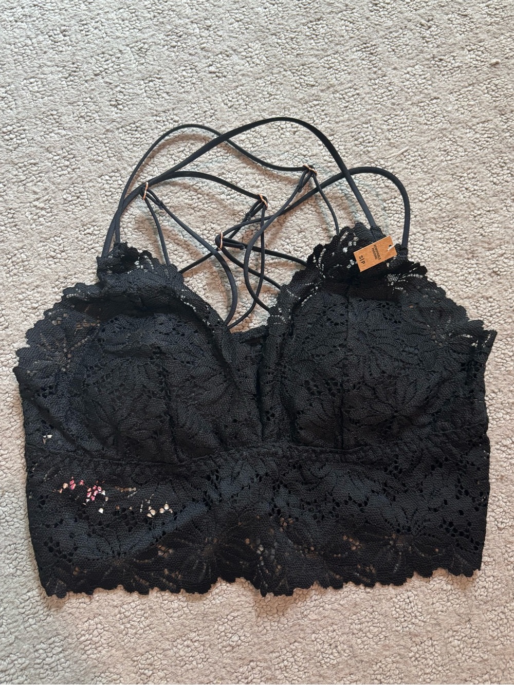 NWT PINK Black Lace Bralette, Size Small